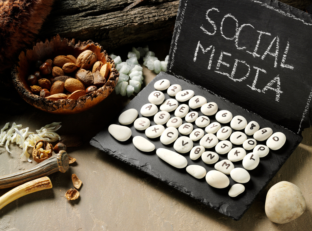 Blog Graphics - analogue social media stoneage email